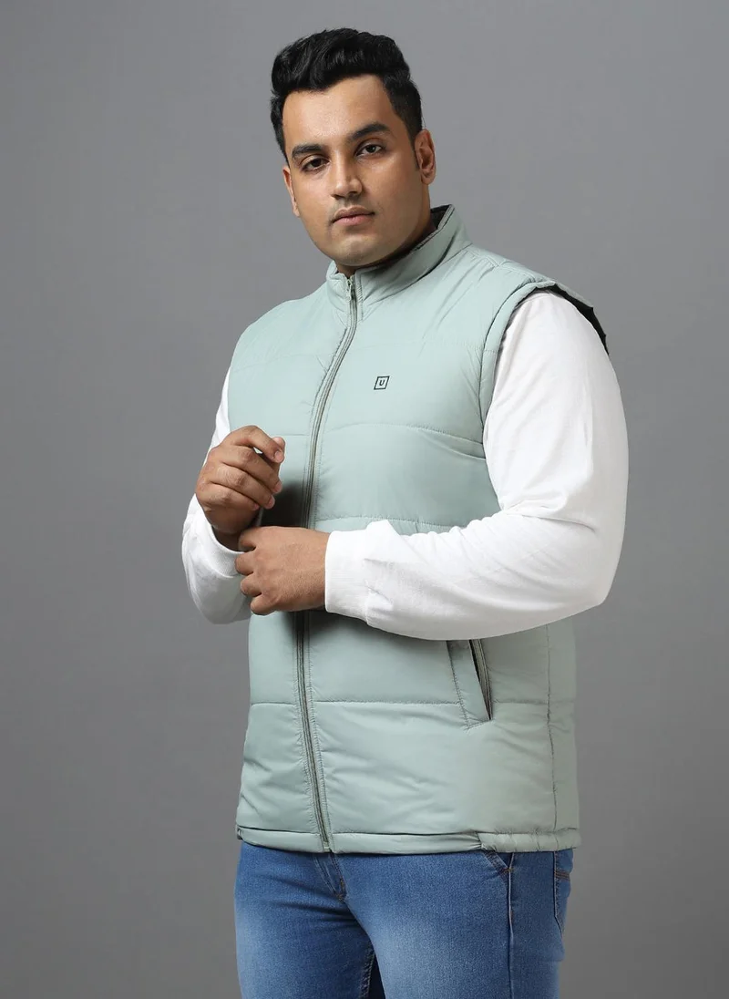 Urbano Fashion  Urbano Plus Men's Green Sleeveless Zippered Puffer Jacket for Men | Best Price UAE